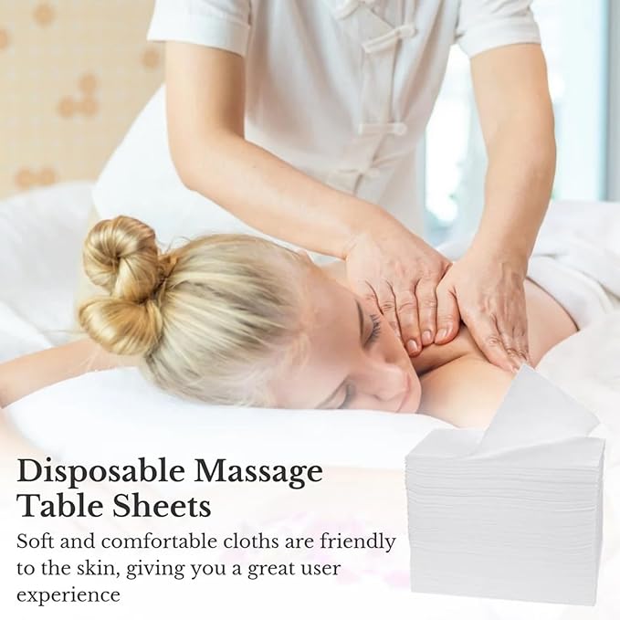 100 Pezzi Lenzuola Usa e Getta,200*100 Cm Lenzuola Da Massaggio,Non Tessuto Traspirante Copriletto Cosmetici,Per Saloni Di Bellezza,Spa,Massaggi,Hotel (Bianco)