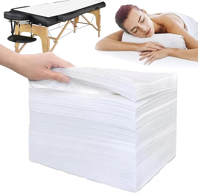 100 Pezzi Lenzuola Usa e Getta,200*100 Cm Lenzuola Da Massaggio,Non Tessuto Traspirante Copriletto Cosmetici,Per Saloni Di Bellezza,Spa,Massaggi,Hotel (Bianco)