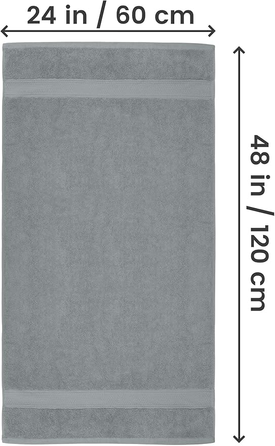 6 Asciugamani di Cotone - (60 x 120 cm), Grigio - Asciugamani per Piscina, Spa e Palestra Asciugamani di Medie Dimensioni, Leggeri e Molto Assorbenti